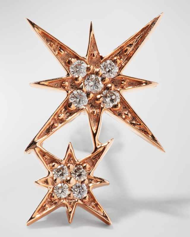 14k Pave Diamond Double Starburst Stud Earring